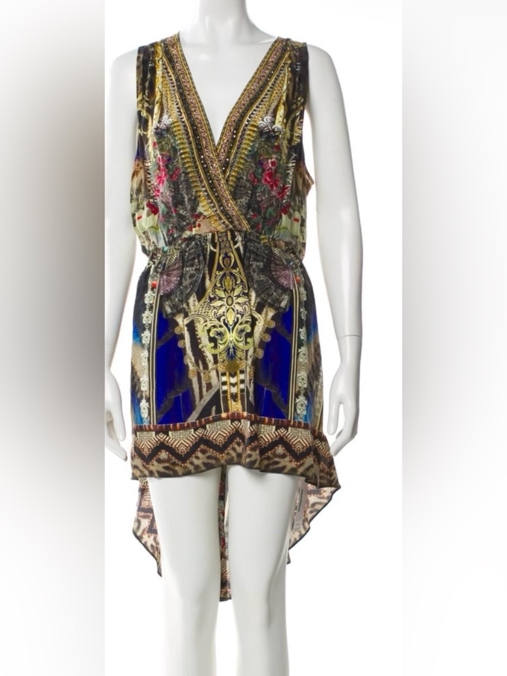 Camilla crossover mini silk dress Stronger Together -XXL